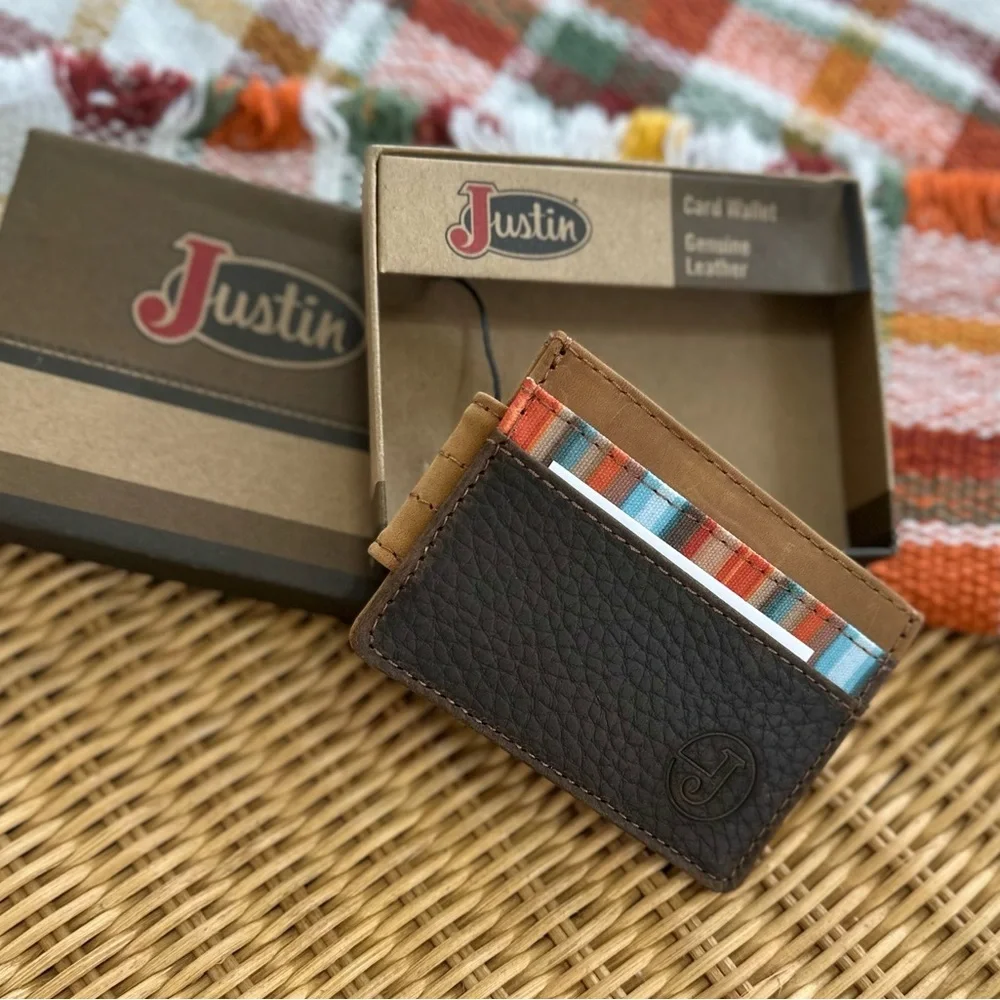 Justin Boots Multicolor Striped Leather Card Holder